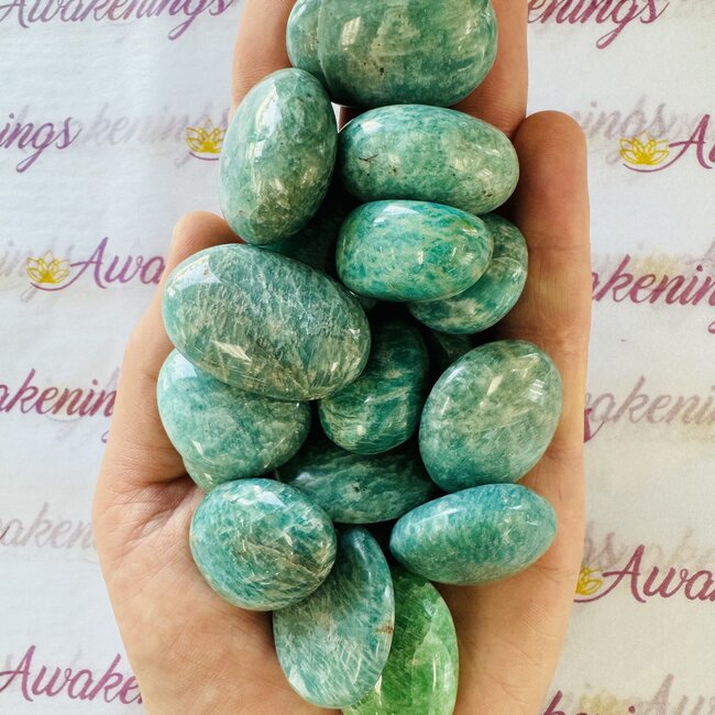 Russian Amazonite Palm Pillow Stones - Small