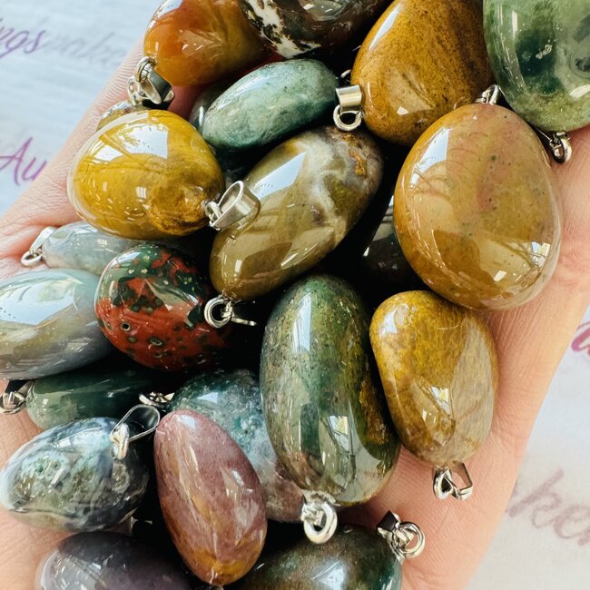 Ocean (Sea Sediment) Jasper Pendants - Tumbled