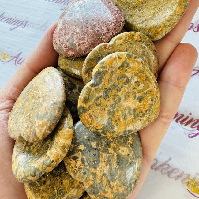 Arabic Miriam Jasper (Calligraphy Script Stone) Worry (Thumb Fidget Relaxation Pocket) Stones - Heart