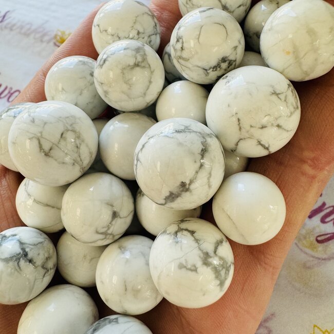 White Howlite (Magnesite) Sphere Orb - Mini (10-15mm)