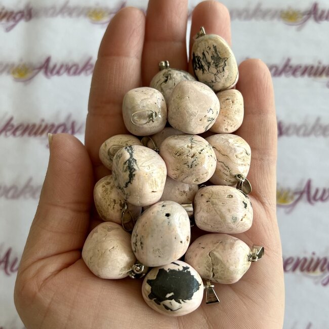 Peruvian Rhodonite Pendants - Tumbled (Bubblegum Pink)