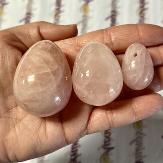 Rose Quartz Yoni Eggs - Set of 3 - Womb Keagle Healing