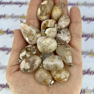 Flower Agate (Cherry Blossom) Pendants - Tumbled