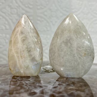 White Moonstone Flames - Teardrop Free Form - Small