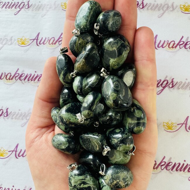 Crocodile (Kambaba) Jasper (Green Stromatolite) Pendants - Tumbled