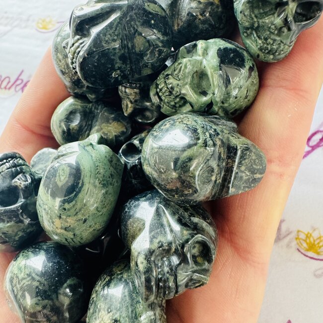Crocodile (Kambaba) Jasper (Green Stromatolite) Skulls - Mini