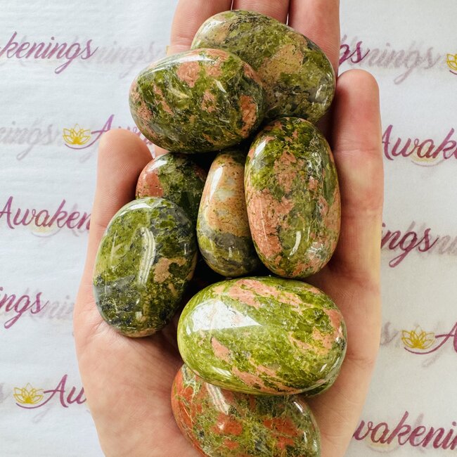 Unakite Jasper Palm Pillow Pocket Stone