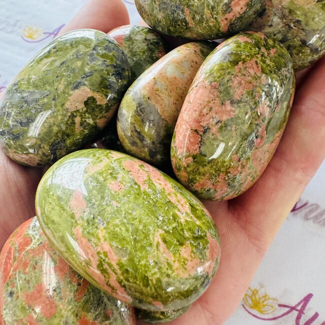 Unakite Jasper Palm Pillow Pocket Stone