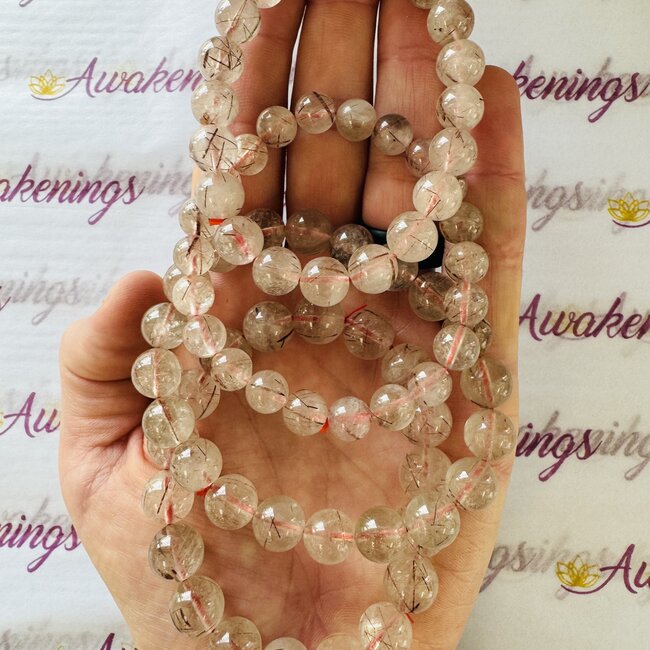 Clear Quartz & Red Rutile Bracelets-10mm