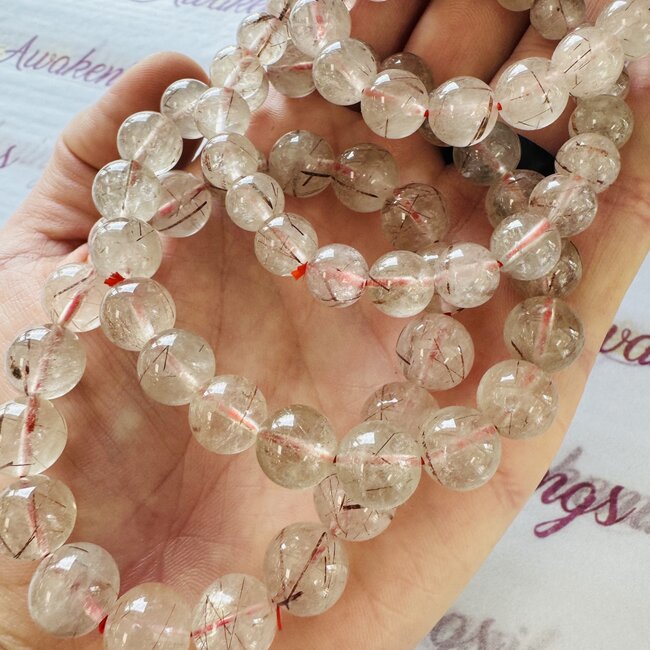 Clear Quartz & Red Rutile Bracelets-10mm