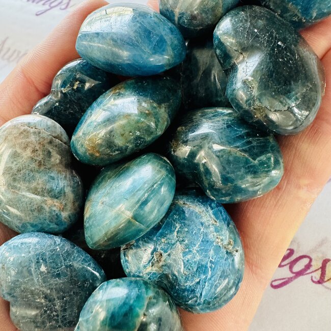 Blue Apatite Puffy Hearts - Small (1")
