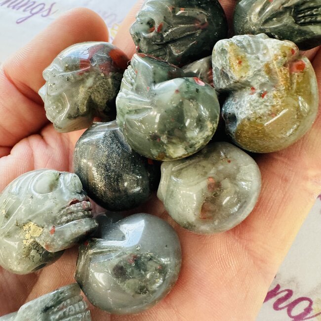 Bloodstone (Seftonite Heliotrope) Skull - Mini