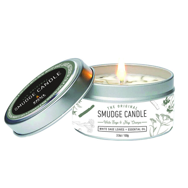 White Sage & Nag Champa Smudge Candle - 3.5oz Tin Essential Oil