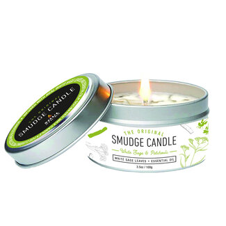 White Sage & Patchouli Smudge Candle - 3.5oz Tin Essential Oil