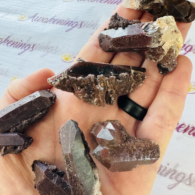 Red Hematite on Quartz Clusters - Rough Raw Natural