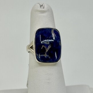 Sodalite Ring - Size 6 Rectangle Bezel Set - Sterling Silver