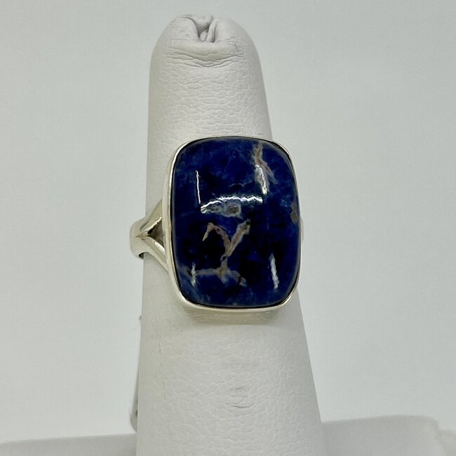 Sodalite Ring - Size 6 Rectangle Bezel Set - Sterling Silver