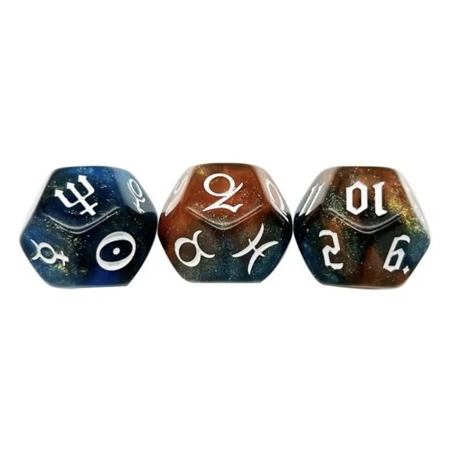 Astro Dice Astrodice - Set of 3 Cosmic - Polyhedral Divination Astrology Zodiac