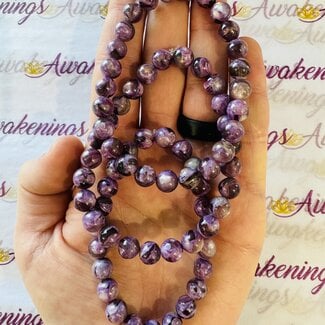 Purple Lepidolite with Mica (Muscovite) Bracelets - 8-9mm High Flash