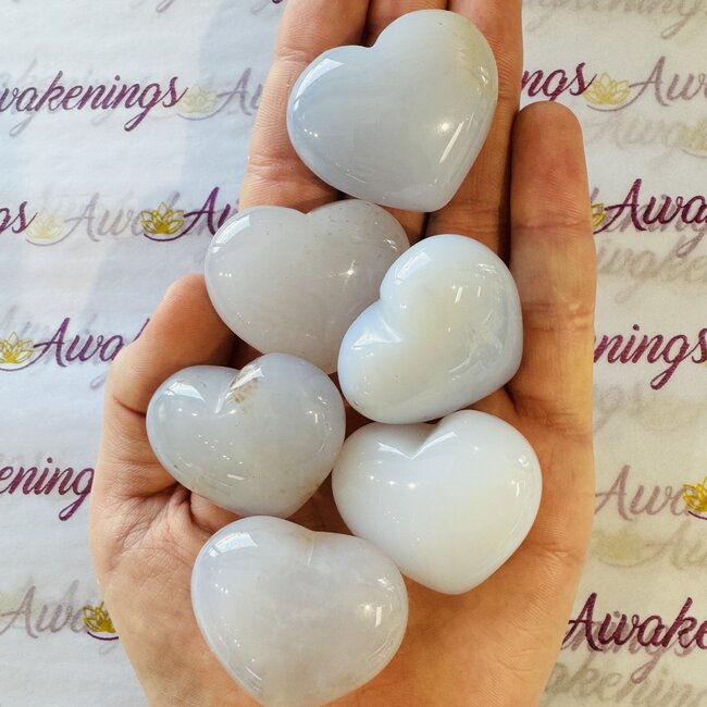 Blue Chalcedony Hearts - Medium