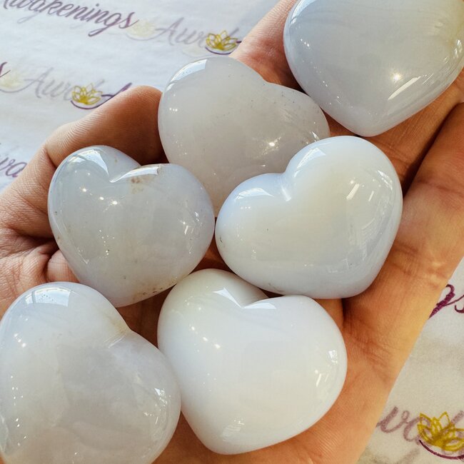 Blue Chalcedony Hearts - Medium