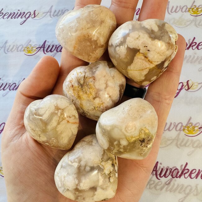 Flower Agate (Cherry Blossom) Puffy Hearts - Medium