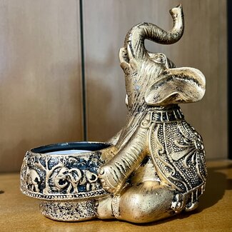 Elephant Candle Holder - Copper Color Animal Sculpture