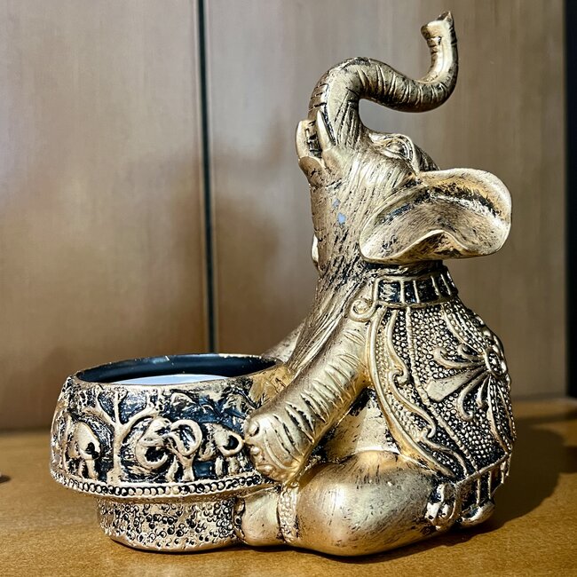Elephant Candle Holder - Copper Color Animal Sculpture