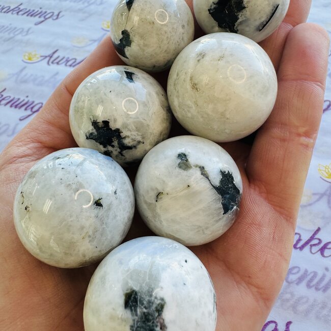 Rainbow Moonstone Spheres Orbs - 30-35mm