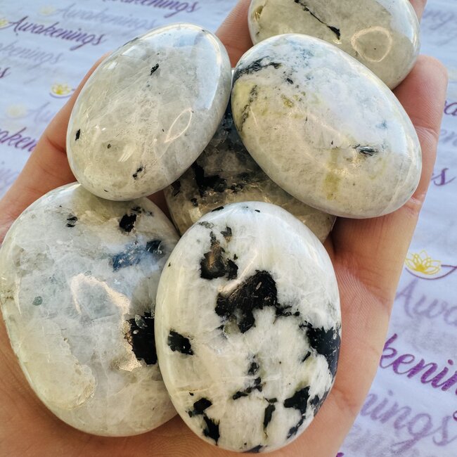 Rainbow Moonstone Palm Pillow Pocket Stone