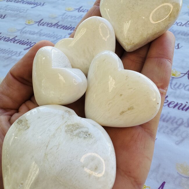 White Scolecite Hearts - Medium 1.5-2"