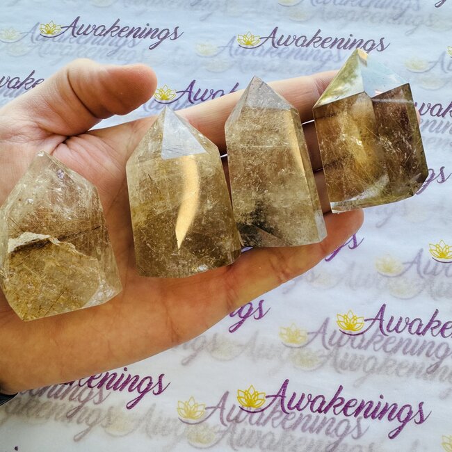 Gold (Golden Rutile Angel Venus Hair) Rutilated Quartz Tower Generator Point - Medium (2-3")