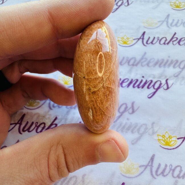 Peach Moonstone Palm Pillow Pocket Stone