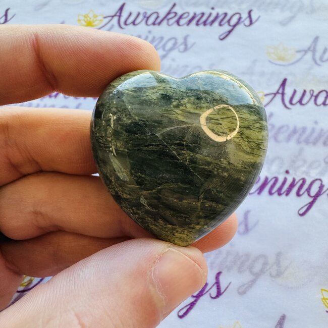 Green Hair Jasper Puffy Hearts