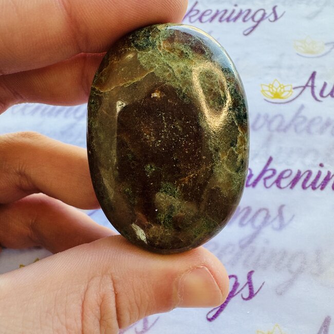 Green Jasper Palm Pillow Pocket Stone