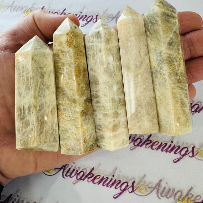 Moonstone with Sunstone Inclusion Tower Point Generator - Medium (2 - 3")