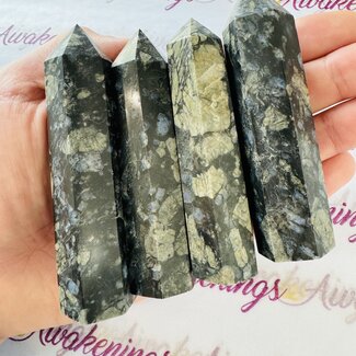 Que Sera (Blue Opal Llianite Galaxy Rhyolite Liberite Glaucophane) Towers Points Generators - Medium (3 - 4")