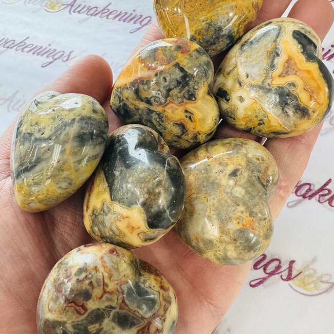 Crazy Lace Agate Puffy Hearts