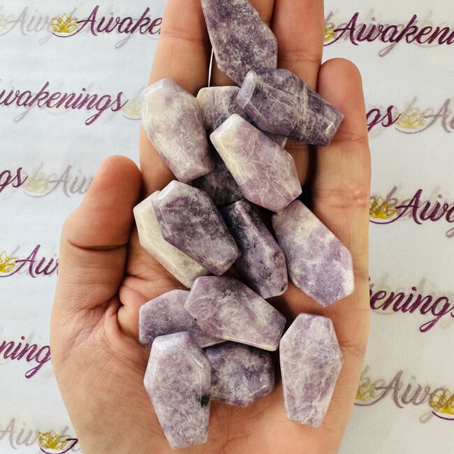 Lepidolite (Purple Mica) Coffins - Carving Cabochon