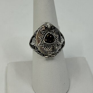 Smoky Smokey Poison Ring - Size 9 Trilliant Triangle Faceted Filigree Sterling Silver