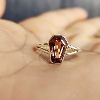 Zultanite (Diaspore) Coffin Ring - Sterling Silver - Size 8