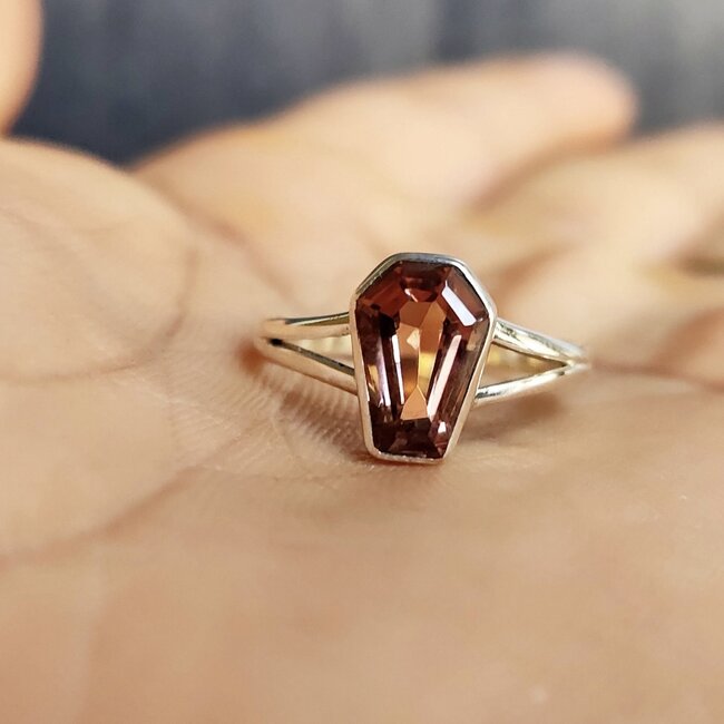 Zultanite (Diaspore) Coffin Ring - Sterling Silver - Size 8