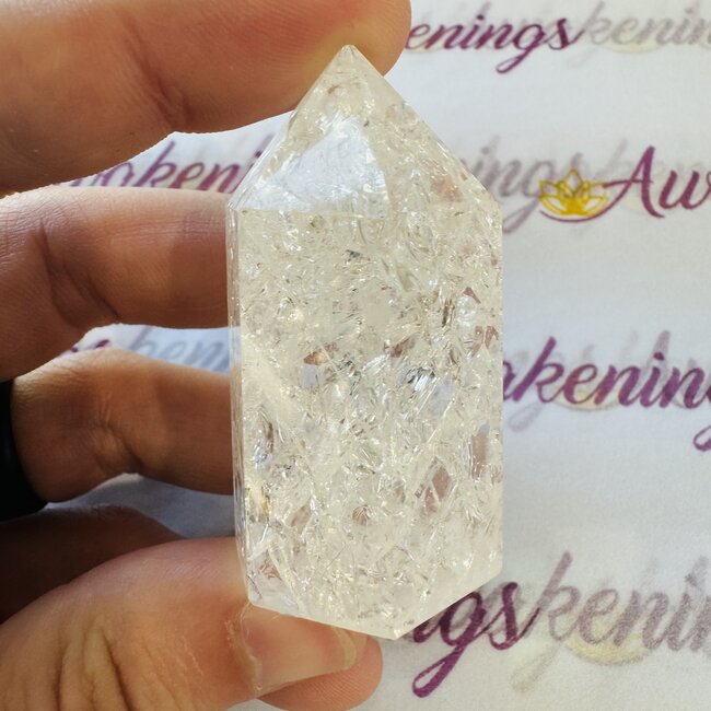 Crackled (Fire & Ice) Clear Quartz Tower Point Generator - Large (3-4")