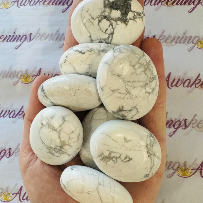 White Howlite (Magnesite) - Palm Pillow Pocket Stone