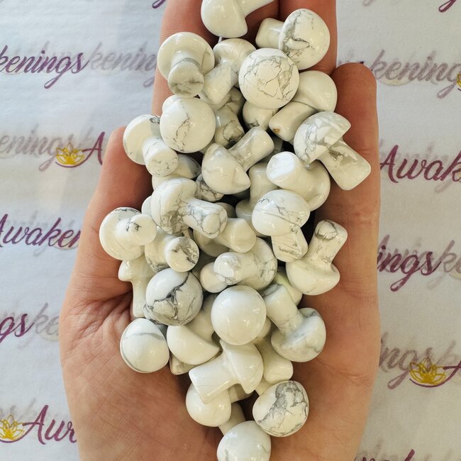 White Howlite (Magnesite) Mushrooms - Mini
