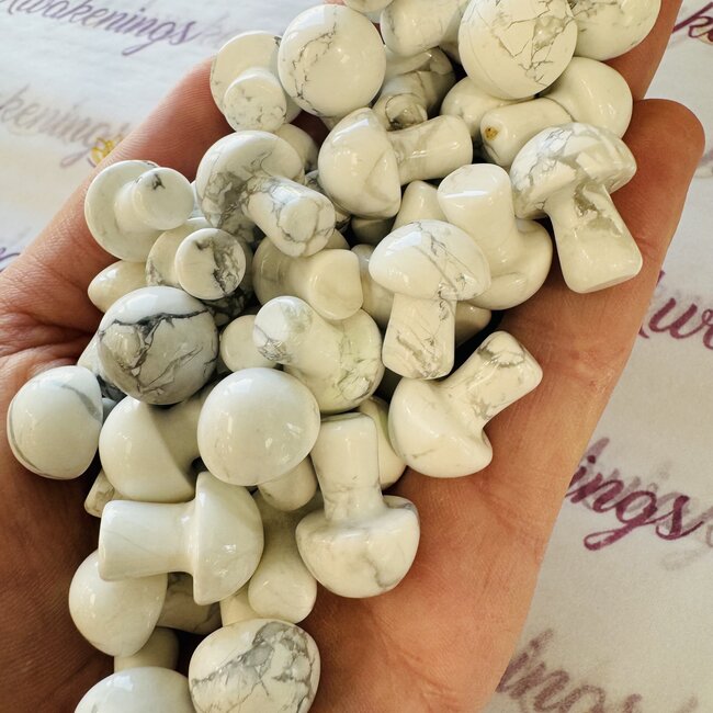 White Howlite (Magnesite) Mushrooms - Mini