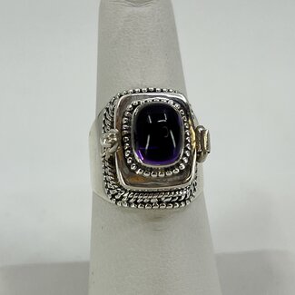 Amethyst Poison Rings - Size 6.5 Rectangle Sterling Silver 925