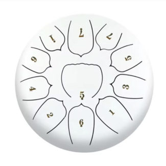 11 Tone Steel Tongue 6" White Drum - Mini Hand Pan Stricker Handpan Hapi Happy Tank Panda Percussion Musical Instrument