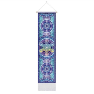 Tapestry Banner Wall Hanging Decor - Metatrons Cube Sacred Symbols - Large 56in x 12.75in Home Decor