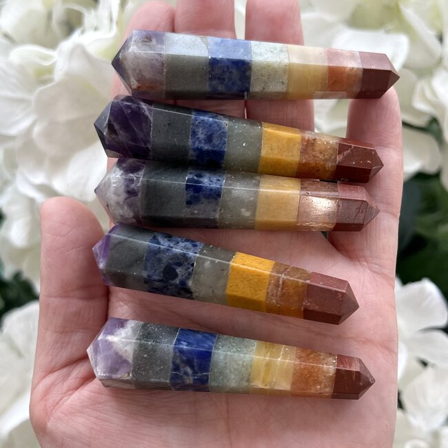 Chakra Faceted Massage Wand Double Terminated DT - 3"